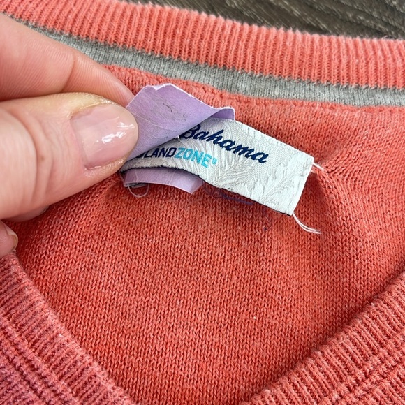 Mens Coral Tommy Bahama Lightweight Sweater - Picture 3 of 6